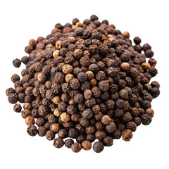 Black Pepper Seeds Isolated on White Background, Spicy and Aromatic
