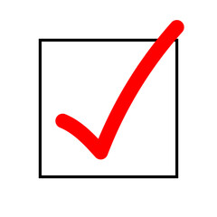 red check mark with checkbox icon isolated on white