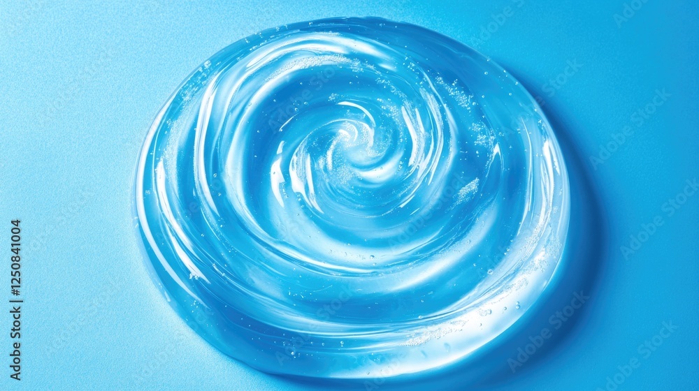 Poster a bright blue swirl lollipop sits on a blue background, perfect for adding a pop of color to your de