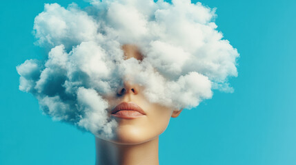 A high fidelity 3D depiction of a cloudy thought bubble, ideal for creative projects or mental health themes.