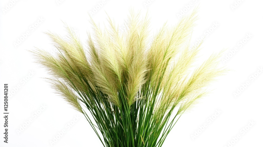 Poster a simple still life arrangement of grass in a vase on a table