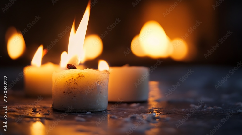 Aufkleber warmly lit candles with flickering flames creating a cozy and inviting atmosphere : generative ai