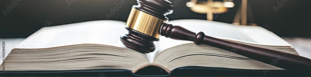 Poster A judge's gavel sits atop an open book, symbolizing justice and knowledge