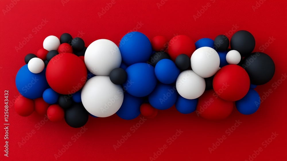 Poster vibrant orb cascade: a captivating array of colorful spheres in varying sizes, arranged in a dynamic