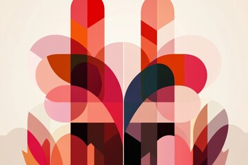 Naklejka premium Colorful abstract shapes blend harmoniously to create a captivating modern art composition with warm tones