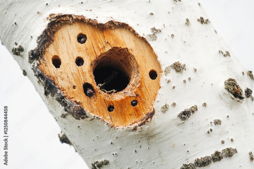 Aufkleber close-up view of a tree trunk with a hole, suitable for illustrations or backgrounds