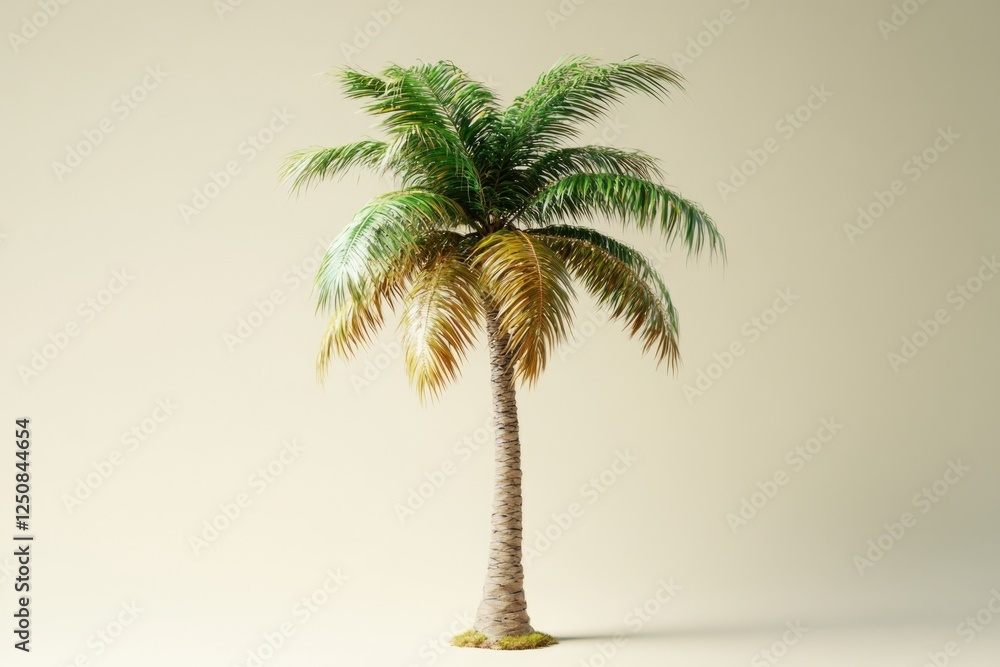 Poster a small palm tree placed on a white surface