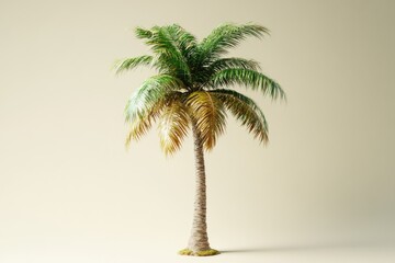 Obraz premium A small palm tree placed on a white surface