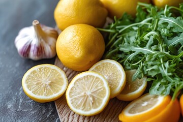 Fresh ingredients on a wooden cutting board