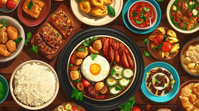 Ethnic food marketing in vector illustration style