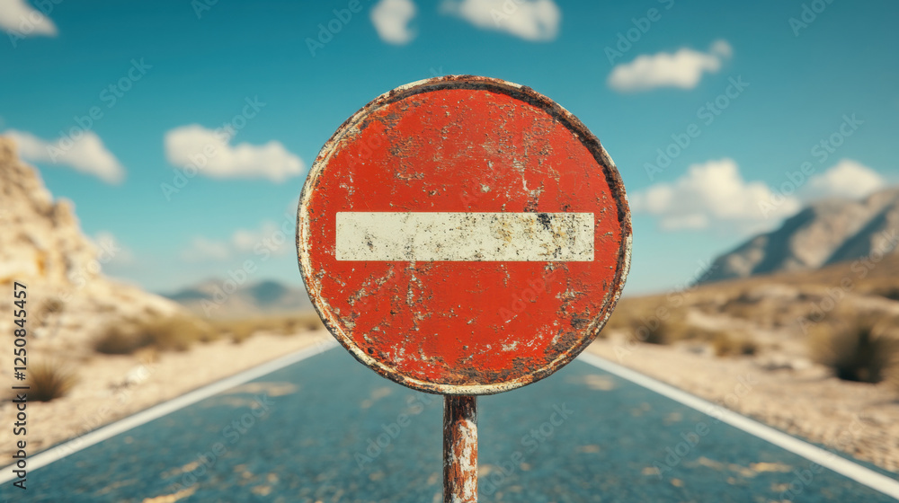Poster a high-fidelity 3d rendering of a blurry road sign, emphasizing symbolism and depth in a visually ca