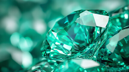 Fototapeta premium Glistening emerald diamonds display a breathtaking allure, reflecting brilliant hues of green