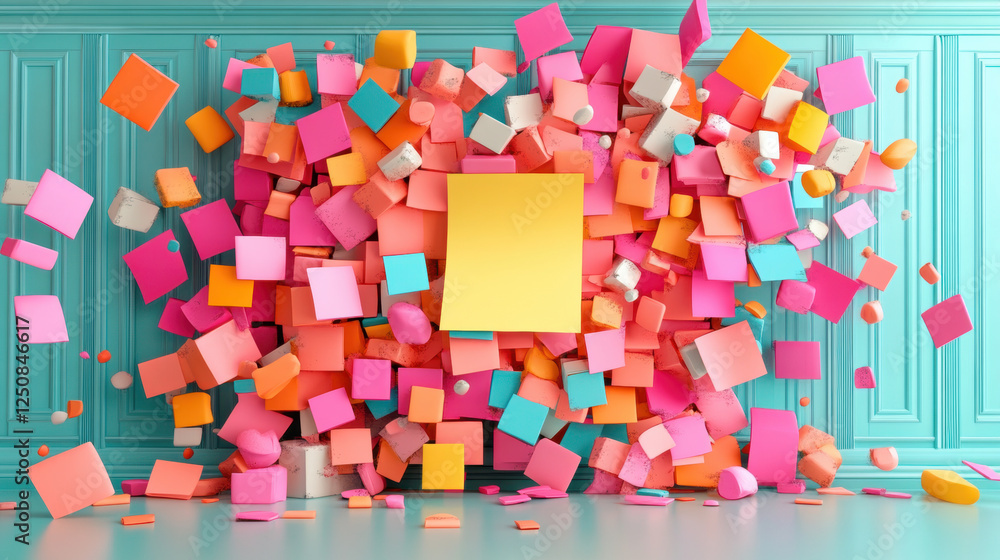 Aufkleber a detailed 3d rendering of a vanishing post-it note, showcasing a unique design and high fidelity in