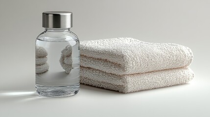 Spa treatment clear bottle and towels