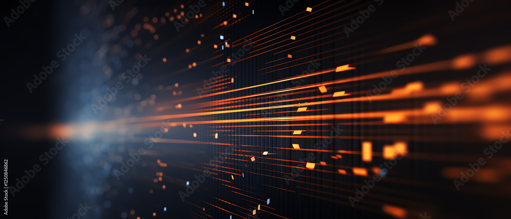 Aufkleber this image showcases a dynamic visual of bright orange rays and particles emanating from a central p