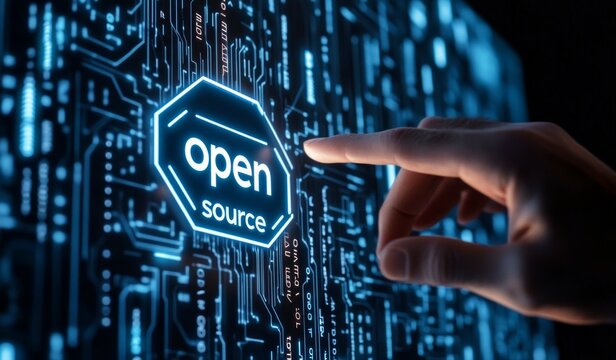 Open Source Technology Concept with Futuristic Digital Interface