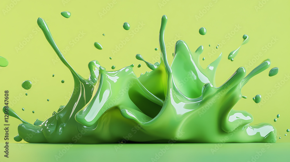 Poster this vibrant image showcases a splash of green paint against a vivid green backdrop, capturing the d