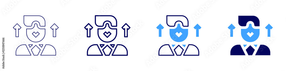 Poster incremental progress icon in 4 different styles. thin line, line, bold line, duotone. duotone style.