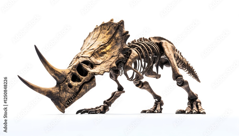 Poster complete triceratops dinosaur skeleton fossil display