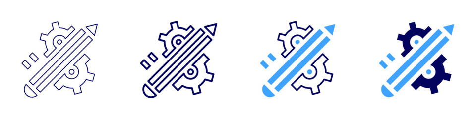 Progress improvement icon in 4 different styles. Thin Line, Line, Bold Line, Duotone. Duotone style. Editable stroke