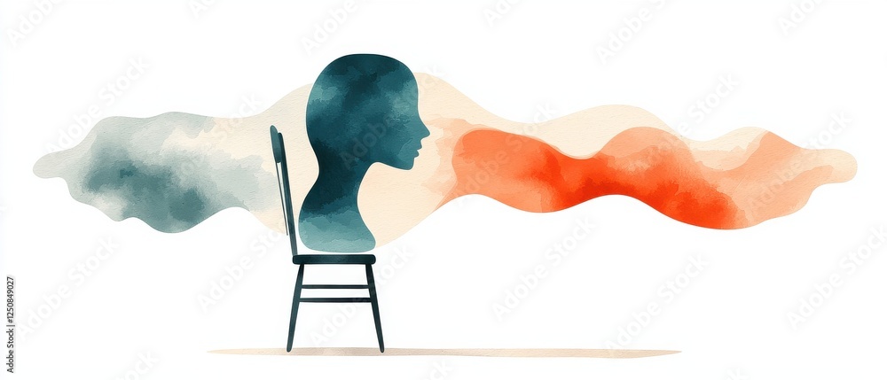 Poster exploring emotions artistic representation of identity through a chair abstract art minimalist conce