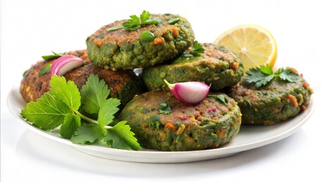 Indian Veg Kebab on White.