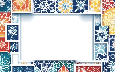 Obraz premium Colorful mosaic frame, blank space, design, pattern, background, template, invitation, digital art