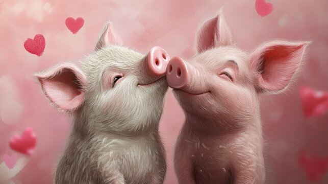 pig love cartoon illustration