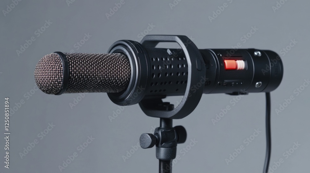 Aufkleber a detailed view of a microphone placed on a tripod