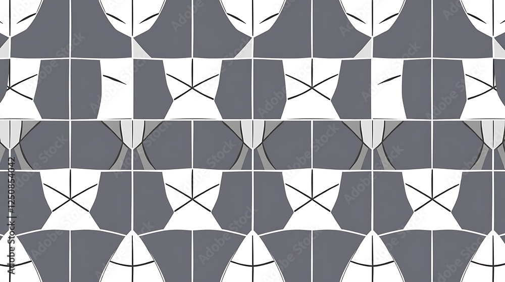 Aufkleber geometric abstract: a mesmerizing repeating pattern of geometric shapes in shades of gray and white.