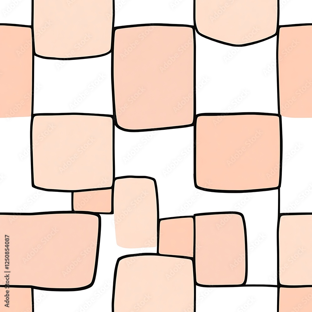 Poster peachy keen abstract square pattern: a delightful seamless pattern featuring overlapping peach-color