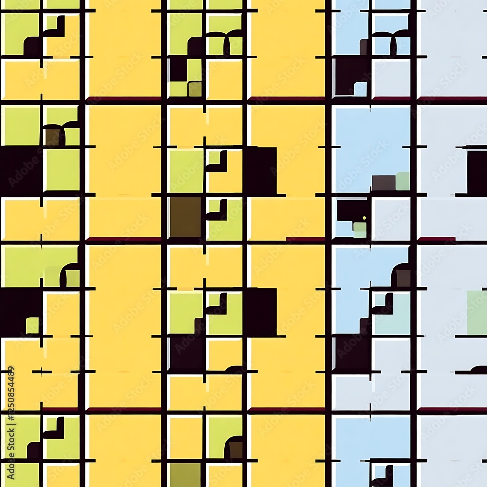 Aufkleber abstract geometric grid: a vibrant and dynamic abstract composition featuring a grid pattern with co