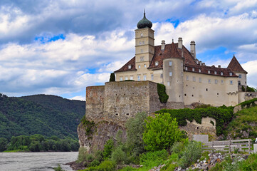 Historical Schonbuhel Castle is located by Danube river near Melk city, Austria