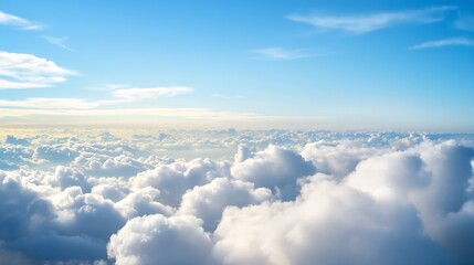Fototapeta premium Breathtaking view of fluffy white clouds against a bright blue sky creating a serene atmosphere : Generative AI