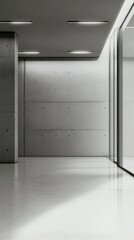 Empty Modern Concrete Building Interior Design: A Minimalist Architectural Space