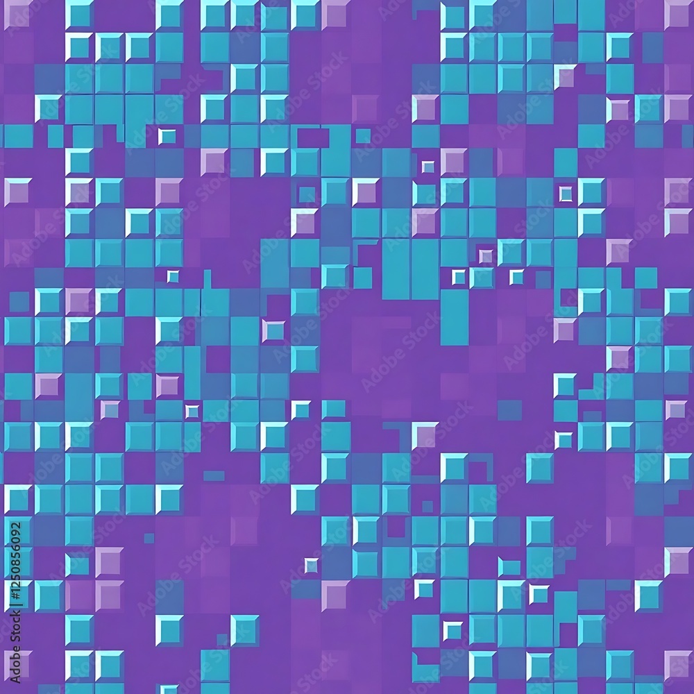 Poster abstract purple and teal square pattern: a vibrant, seamless pattern featuring an array of teal and 