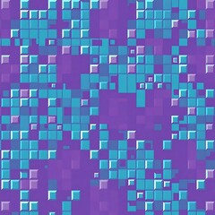 Fototapeta premium Abstract Purple and Teal Square Pattern: A vibrant, seamless pattern featuring an array of teal and purple squares, creating a dynamic and modern design. Ideal for backgrounds, textures.