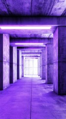 Fototapeta premium Intriguing Purple Concrete Architectural Design: A Modern Concrete Structure with Striking Neon Lighting