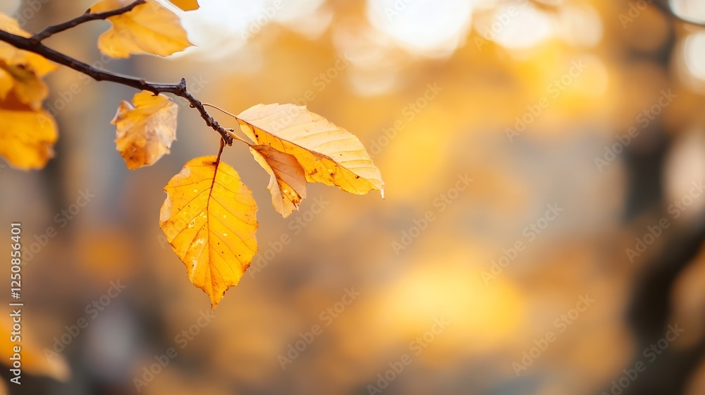 Aufkleber Close up view of vibrant autumn leaves glowing with sunlight in a beautiful forest setting : Generative AI