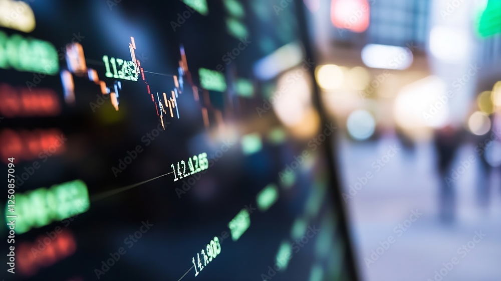 Aufkleber dynamic stock market chart showing trends and fluctuations captured on a digital screen : generative