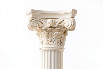 A detailed view of a clock tower's column, featuring a timepiece