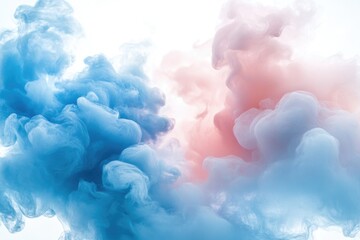 Fototapeta premium A blue and pink cloud of smoke against a white background
