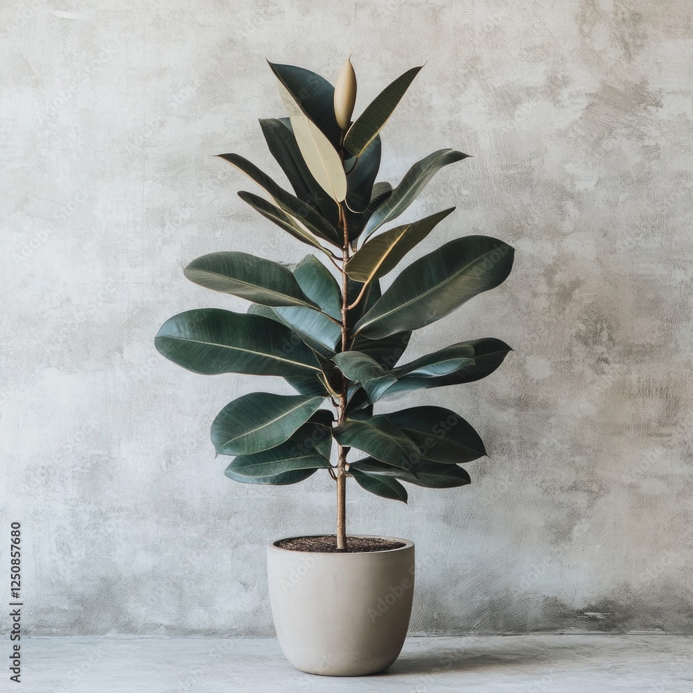 Poster a small potted plant sits on a table, surrounded by some empty space