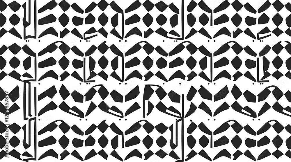 Aufkleber abstract black and white geometric pattern: a captivating seamless pattern featuring a dynamic inter