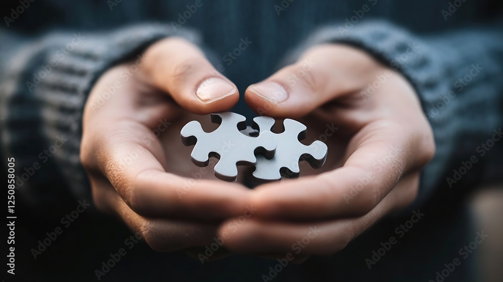 Aufkleber Hands holding puzzle pieces symbolizing connection and problemsolving in life : Generative AI