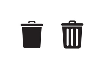 trash can vector silhouette isolated in white background