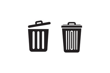 trash can vector silhouette isolated in white background