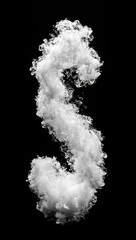 White smoke S-shape, dark background, design element