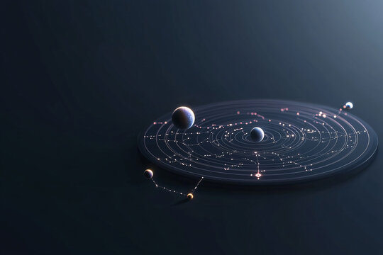 glowing astrological chart with planets orbiting in cosmic design, showcasing celestial beauty and harmony in universe