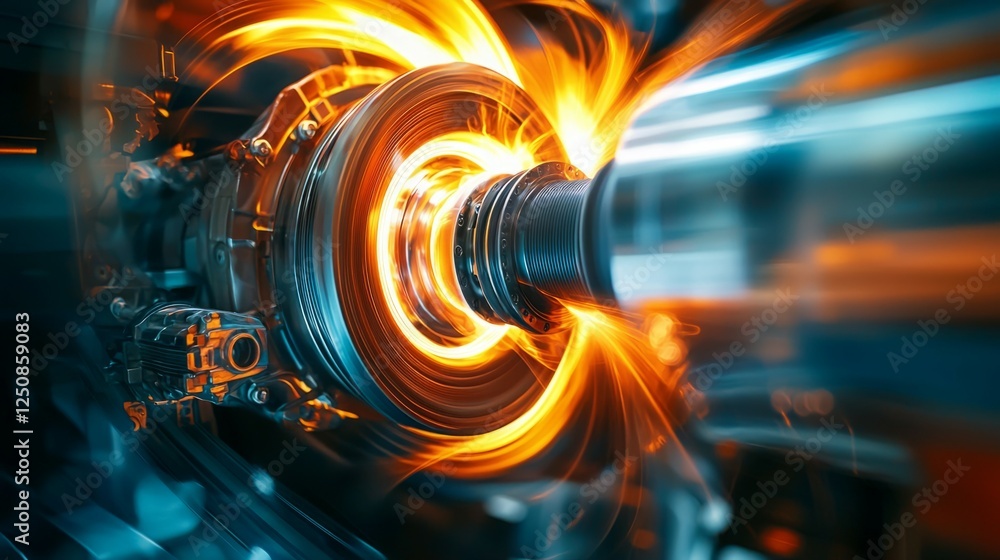 Poster dynamic close-up of a high-speed rotating machine component